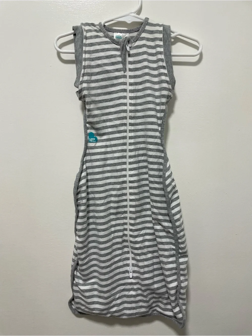Love to Dream Gray & White Striped Swaddle Sleep Bag